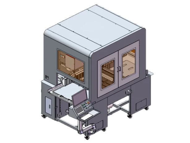 packaging line with safety-shielded CO2 laser