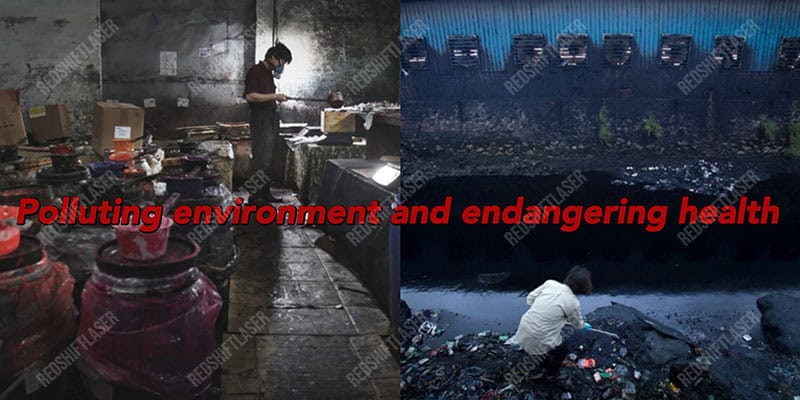 Evolution of Denim Washing with CO2 Laser A state-of-the-art CO2 laser machine etching a fade pattern onto a pair of jeans