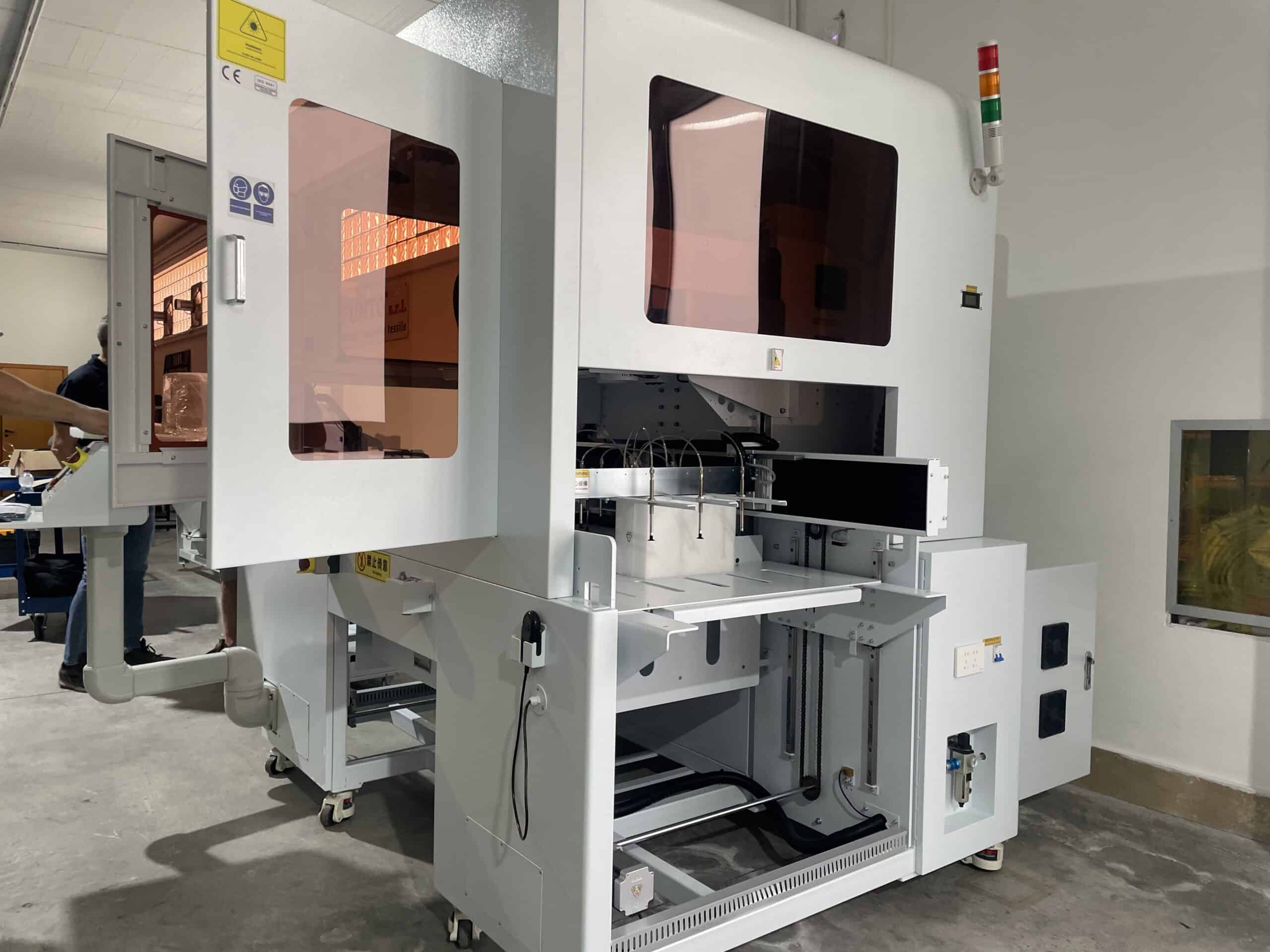 A futuristic depiction of a automated laser machine manufacturer