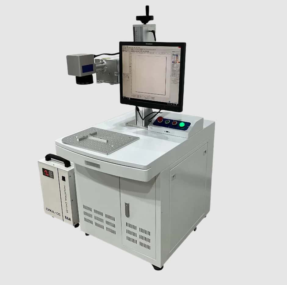 A technician aligning the mirrors on a CO2 laser versus a simple fiber laser setup