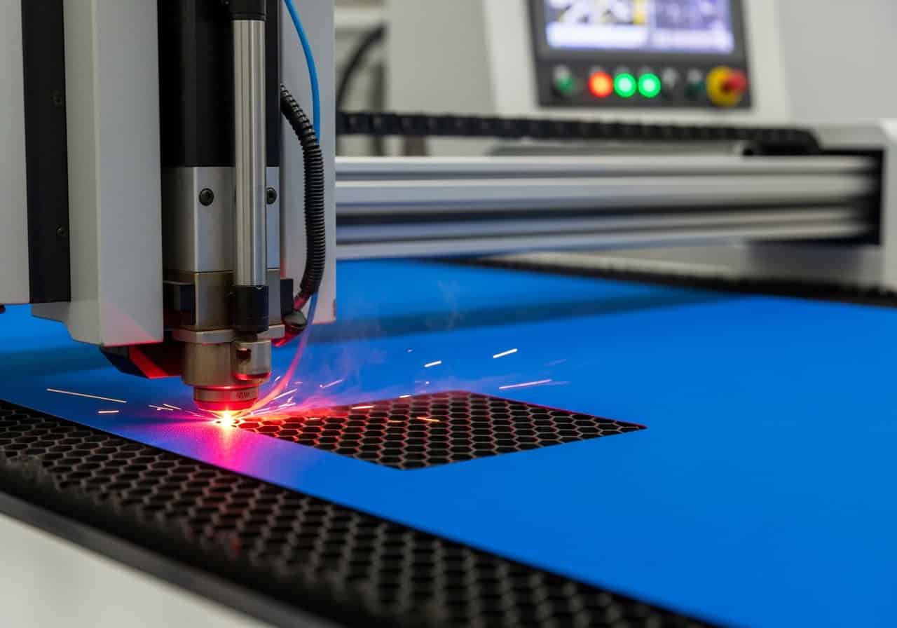 A close-up shot comparing a clean, sealed laser-cut edge of polyester fabric with a frayed, knife-cut edge.