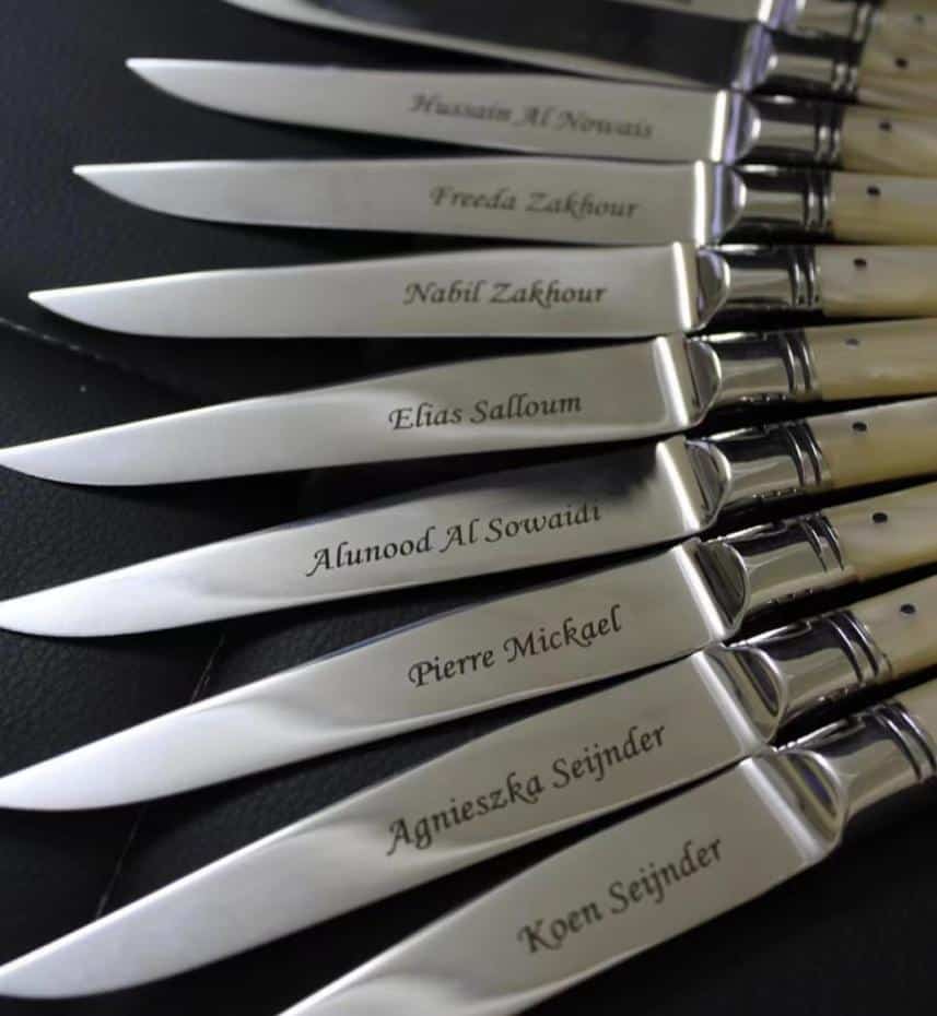 laser marking on knives