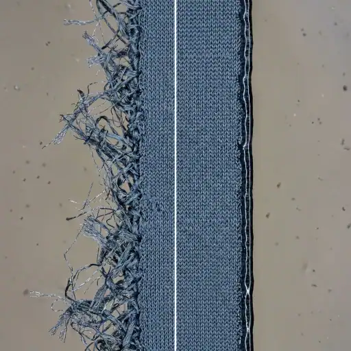 Microscope Edge Comparison Laser vs Knife Fraying