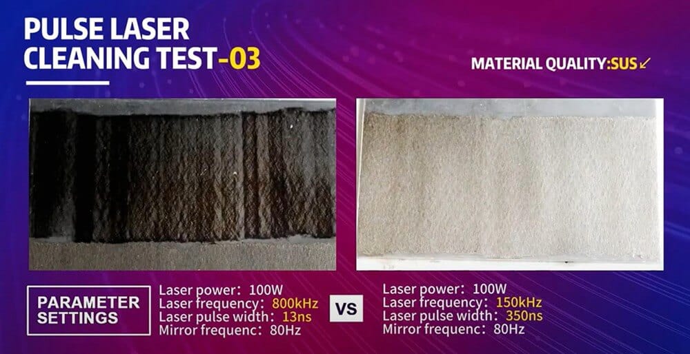 pulse laser cleaning test sus