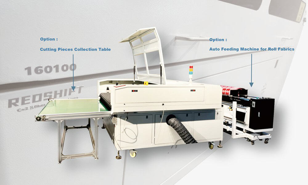 roll fabric laser cutter with conveyor and collection table